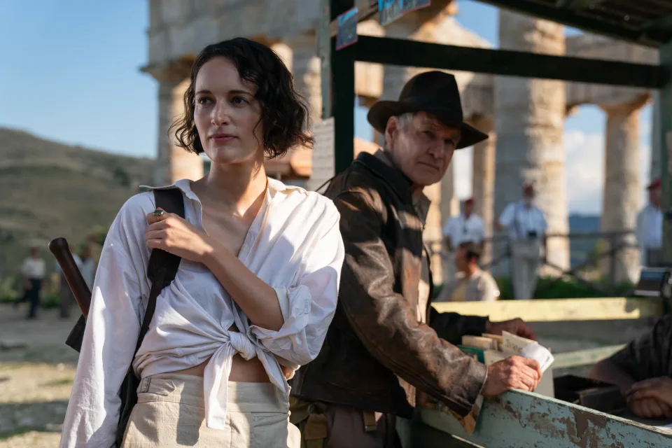 Helena (Phoebe Waller-Bridge) and Indiana Jones (Harrison Ford) in Lucasfilm's Indiana Jones and the Dial of Destiny. (Lucasfilm)