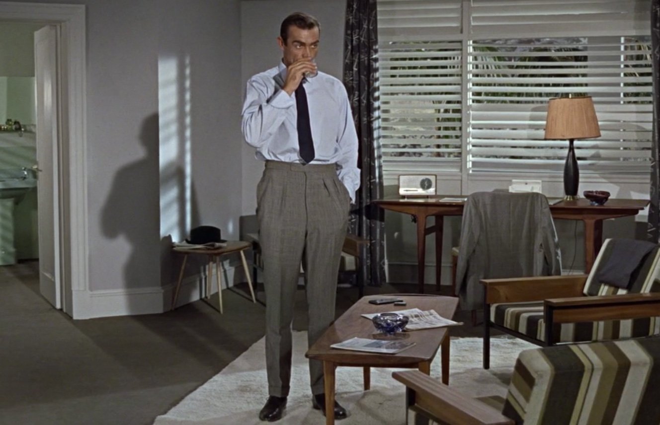 Sean Connery’s glen check suit trousers with forward pleats in Dr. No