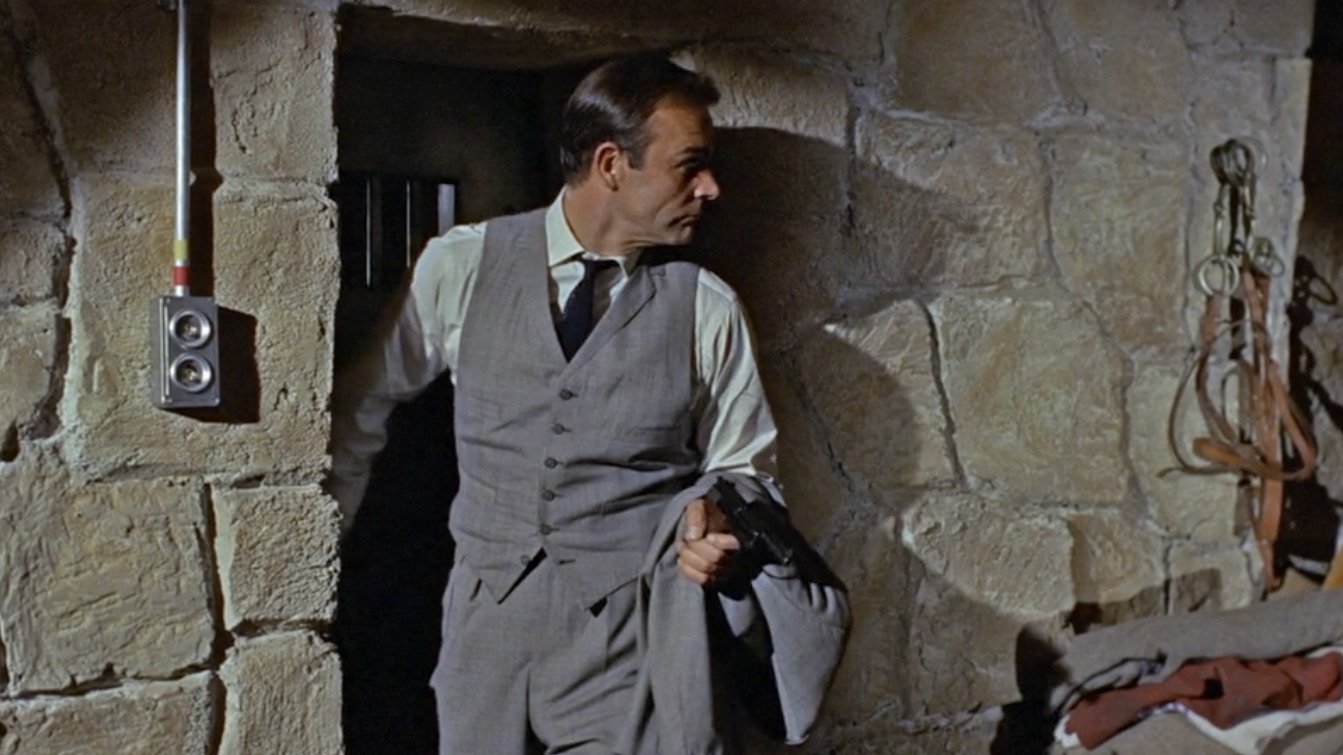 The waistcoat of Sean Connery’s three-piece grey glen check suit in Goldfinger