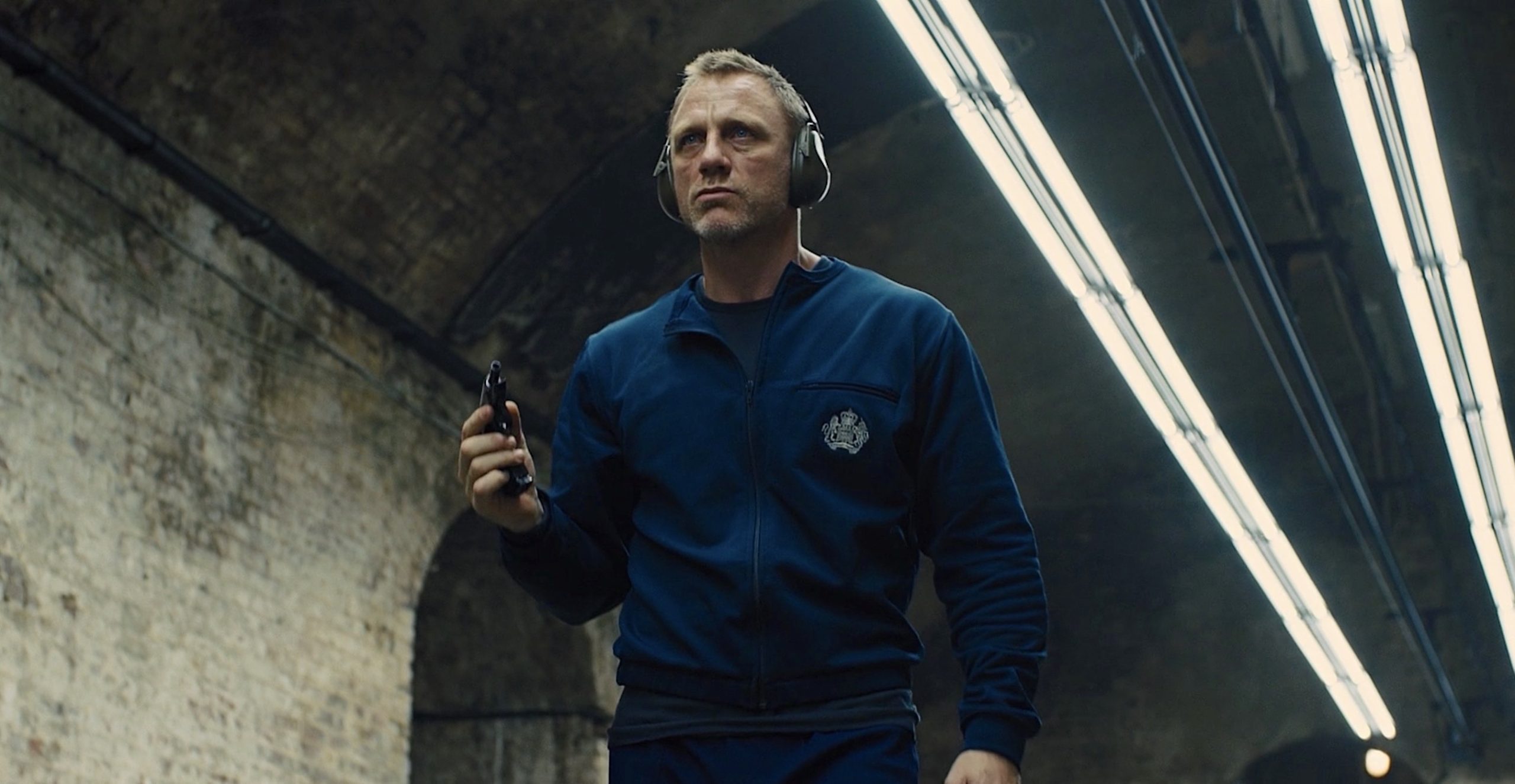 Daniel Craig as James Bond Wearing Blue Training Outfit in SkyFall